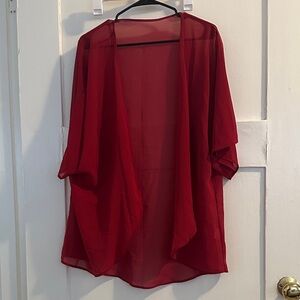 Amazon Women's Sheer Red Kimono Top